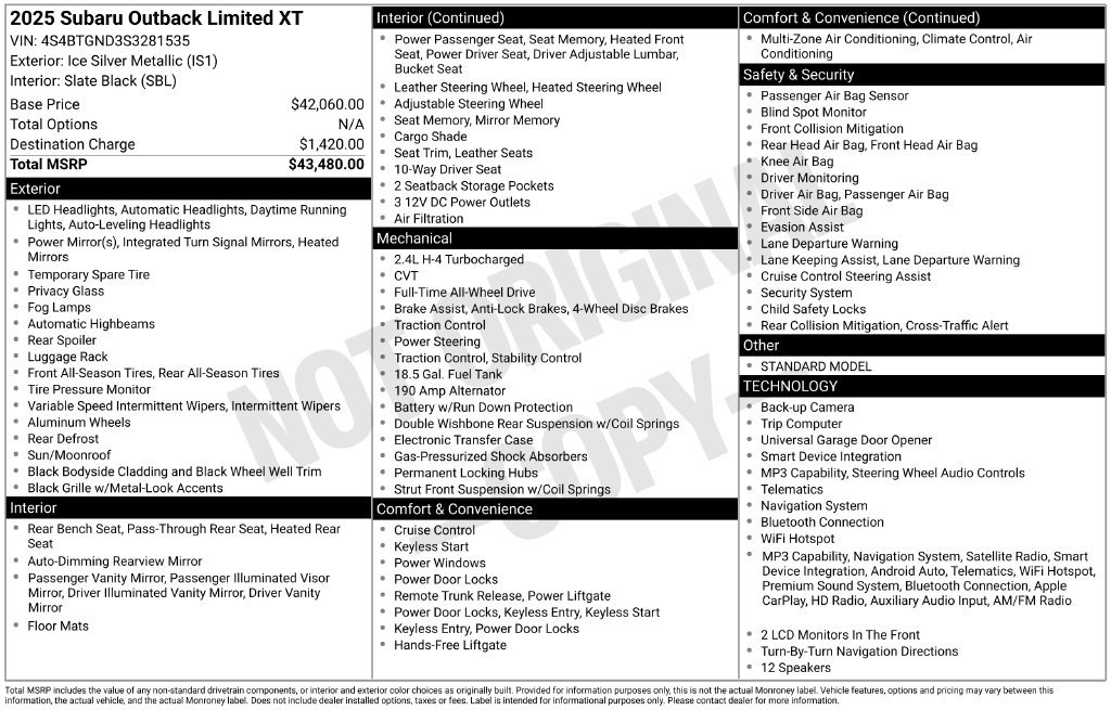 Used 2025 Subaru Outback Limited XT AWD/4WD image 12