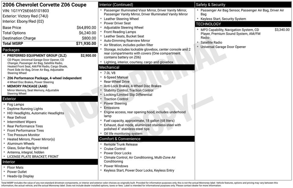Used 2006 Chevrolet Corvette Z06 w/ Preferred Equipment Group RWD image 32