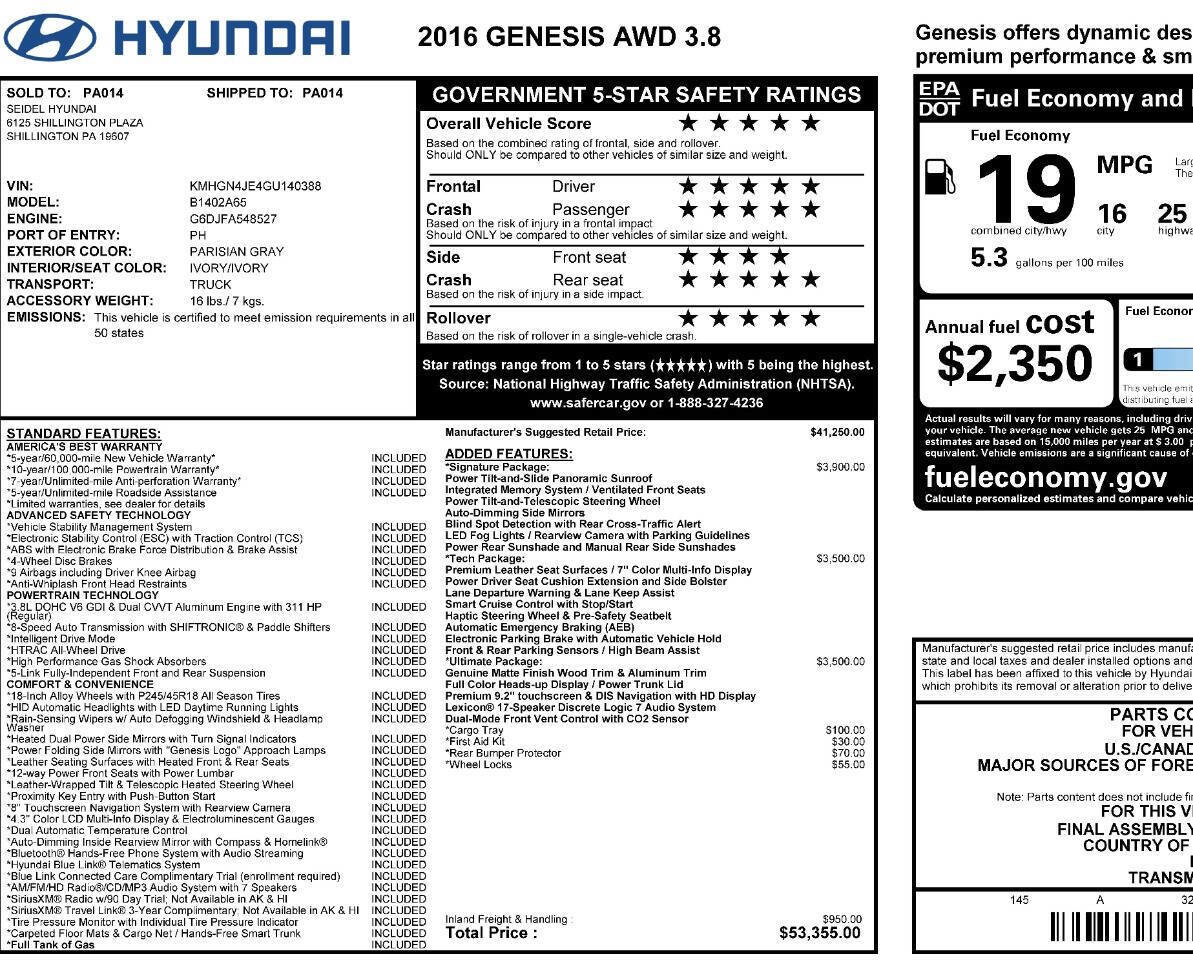 Used 2016 Hyundai Genesis 3.8 w/ Option Group 04 image 15