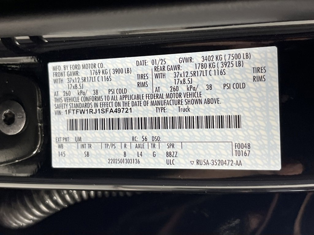 Certified 2025 Ford F150 Raptor w/ Equipment Group 803A Raptor R image 9