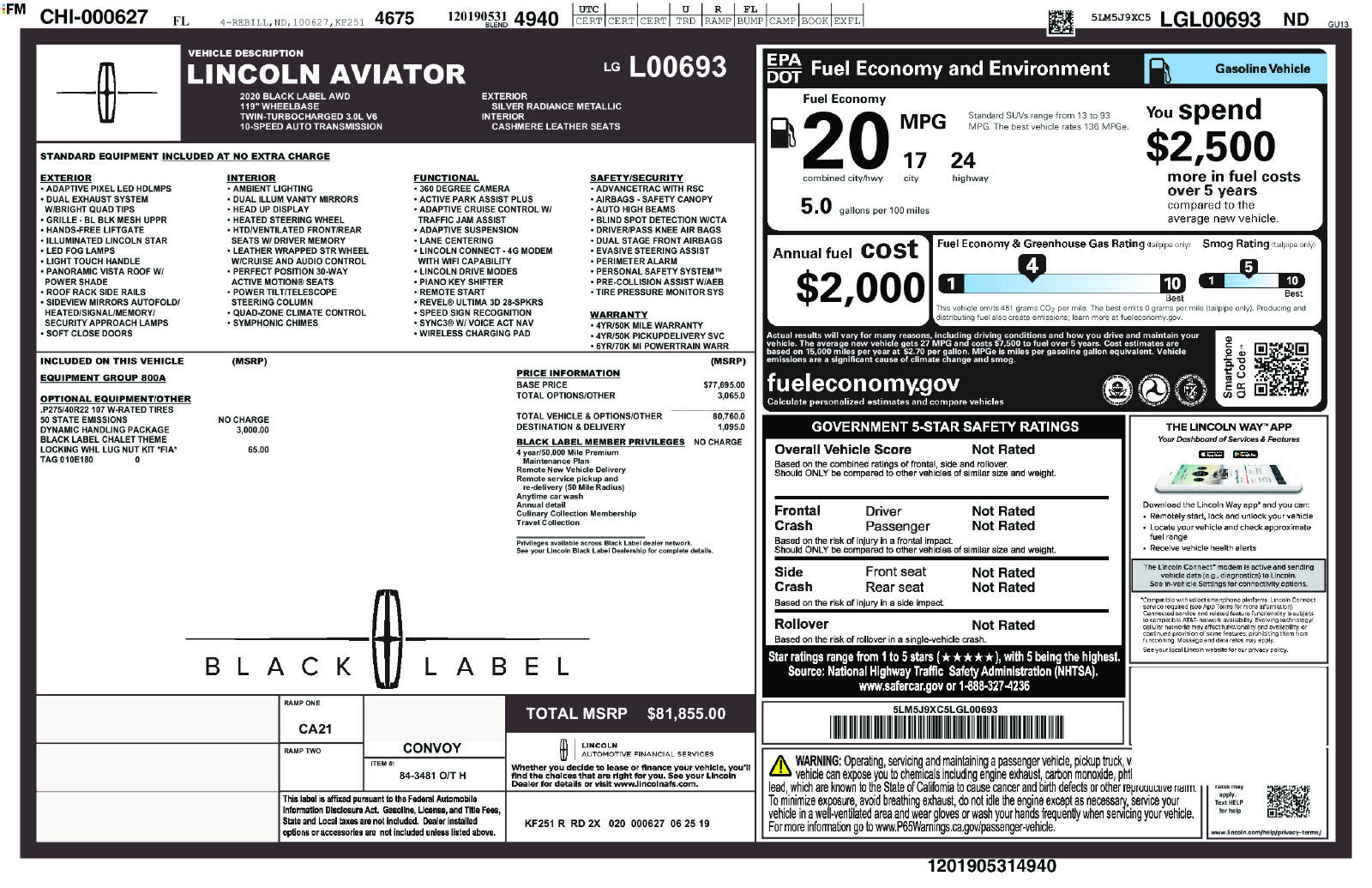 Used 2020 Lincoln Aviator Black Label w/ Dynamic Handling Package AWD/4WD image 14