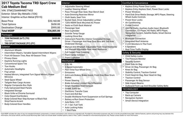 Used 2017 Toyota Tacoma TRD Sport w/ Tow Package (A/T) image 40