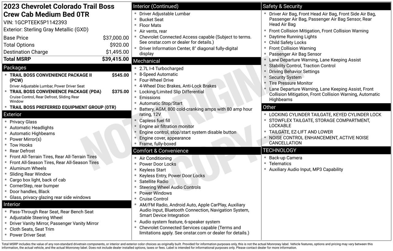 Used 2023 Chevrolet Colorado Trail Boss AWD/4WD image 37