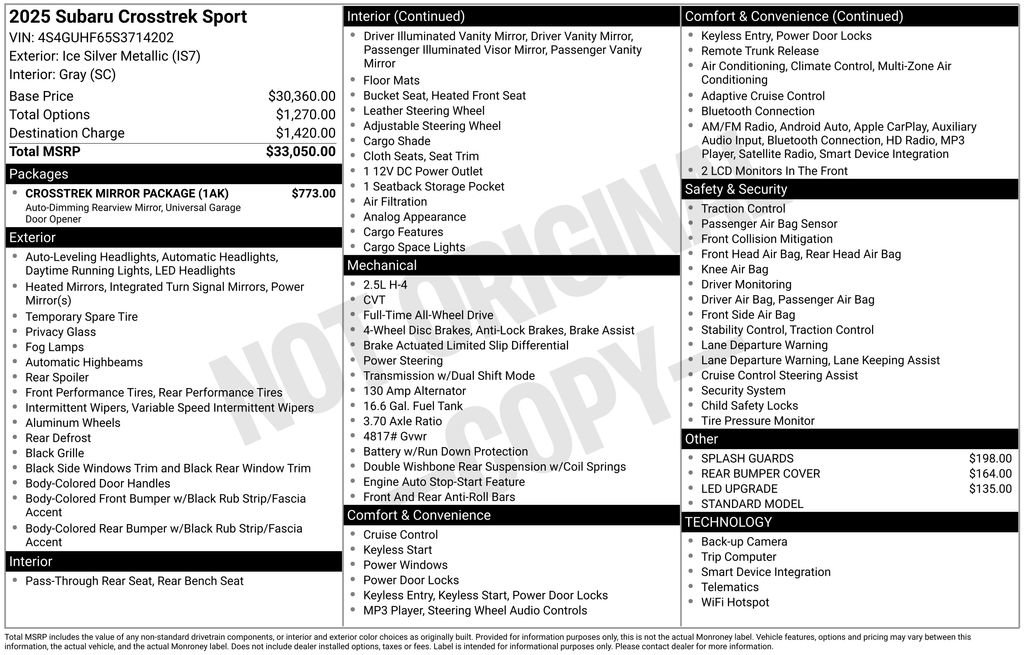 Certified 2025 Subaru Crosstrek 2.5i Sport w/ Crosstrek Mirror Package image 28