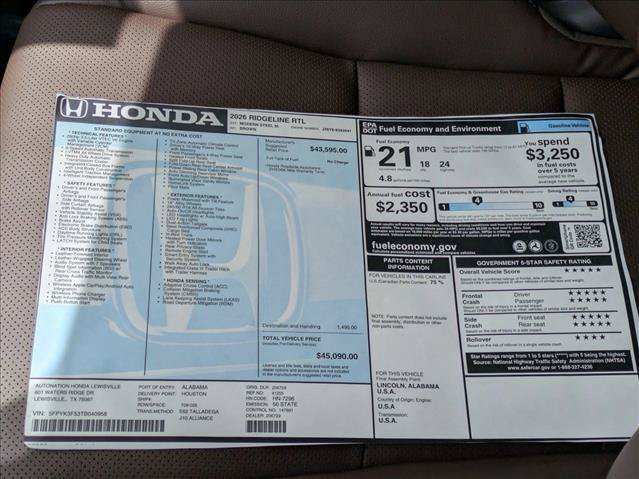 New 2026 Honda Ridgeline RTL image 17