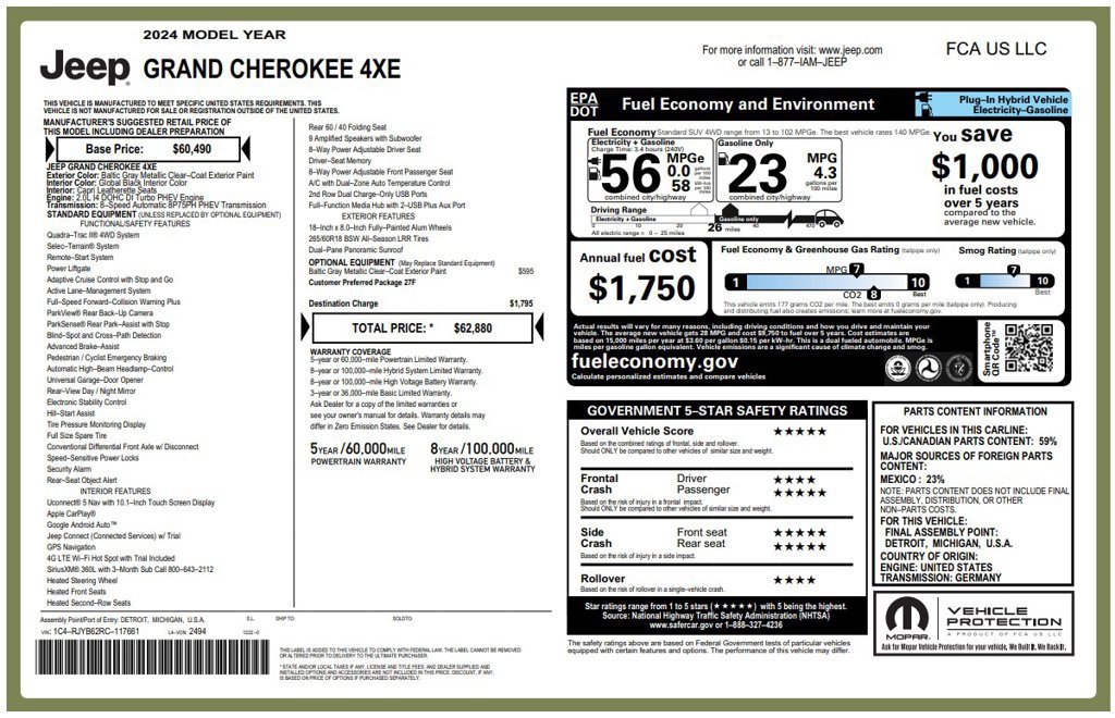 Certified 2024 Jeep Grand Cherokee Limited 4xe AWD/4WD image 4