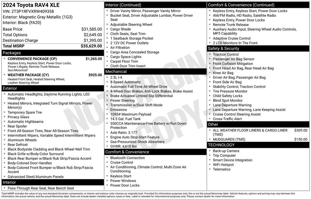 Used 2024 Toyota RAV4 XLE w/ Convenience Package AWD/4WD image 7