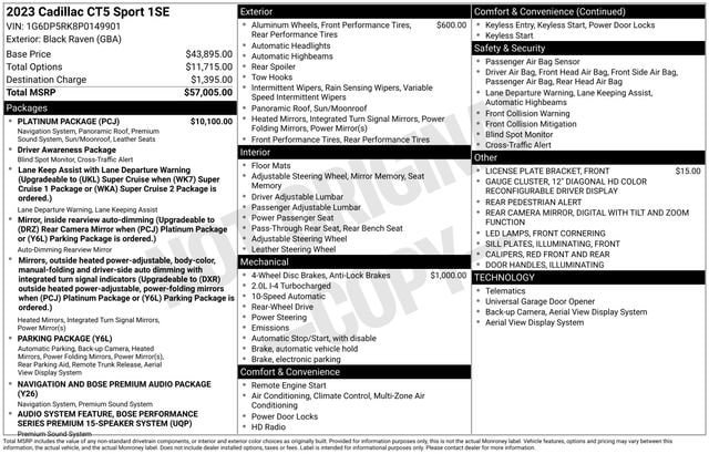 Certified 2023 Cadillac CT5 Sport w/ Platinum Package RWD image 34