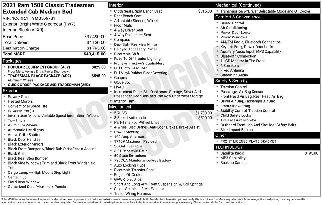 Used 2021 RAM 1500 Tradesman w/ Popular Equipment Group image 7