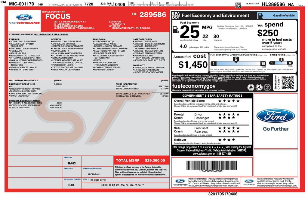 Used 2017 Ford Focus ST w/ Equipment Group 401A image 30