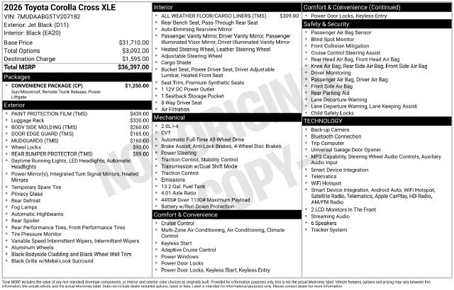New 2026 Toyota Corolla Cross XLE w/ Convenience Package AWD/4WD image 30
