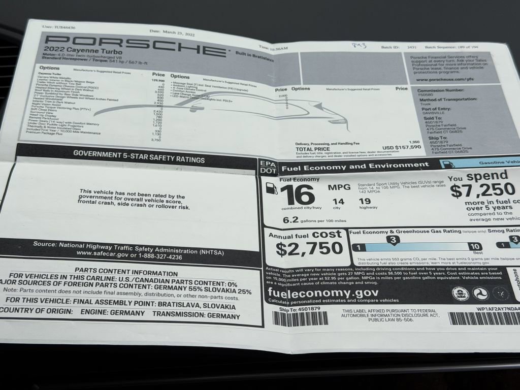 Used 2022 Porsche Cayenne Turbo w/ Premium Package Plus image 19