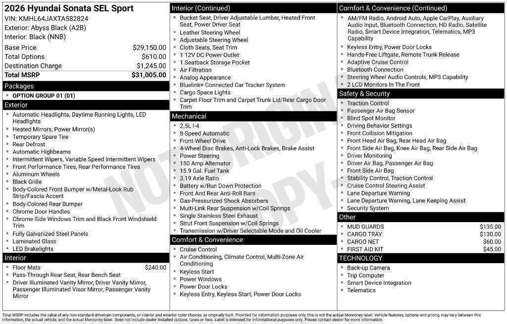 New 2026 Hyundai Sonata SEL FWD image 95