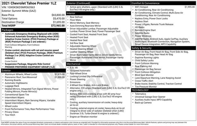 Certified 2021 Chevrolet Tahoe Premier AWD/4WD image 6
