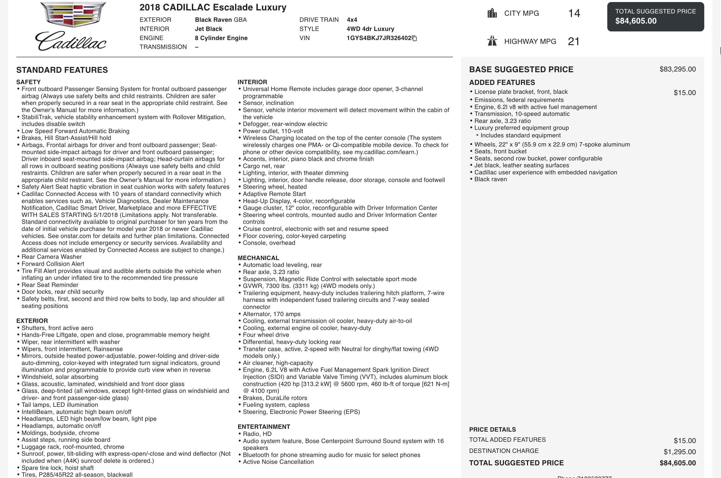 Used 2018 Cadillac Escalade Luxury image 6