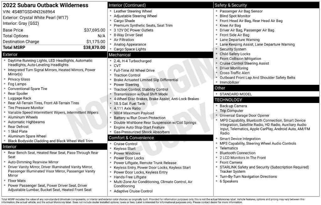Used 2022 Subaru Outback Wilderness AWD/4WD image 37