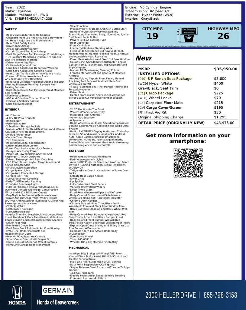 Used 2022 Hyundai Palisade SEL w/ 8P Bench Seat Package image 32