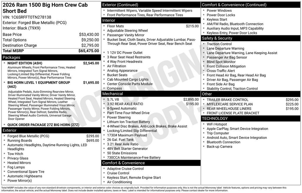 New 2026 RAM 1500 Big Horn w/ Night Edition AWD/4WD image 33