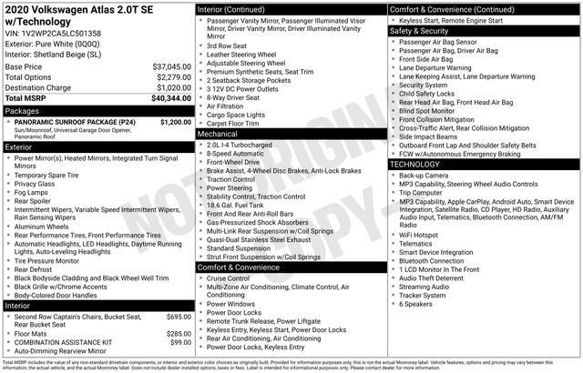 Used 2020 Volkswagen Atlas SE w/ Panoramic Sunroof Package FWD image 36