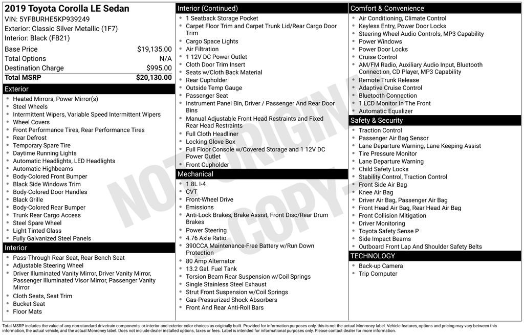 Used 2019 Toyota Corolla LE FWD image 38