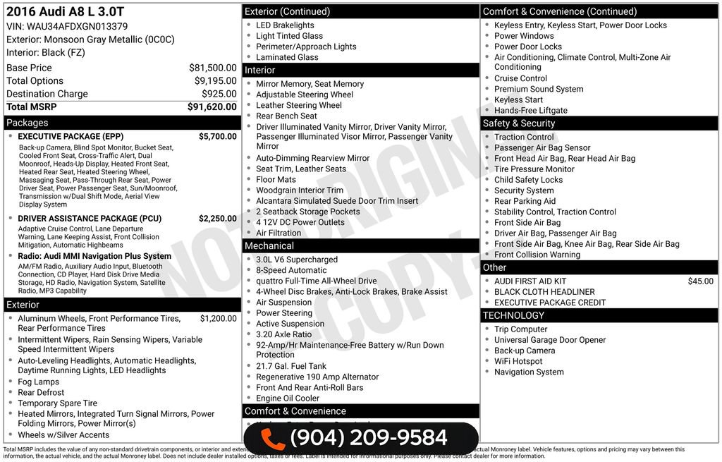 Used 2016 Audi A8 L 3.0T w/ Executive Package image 28