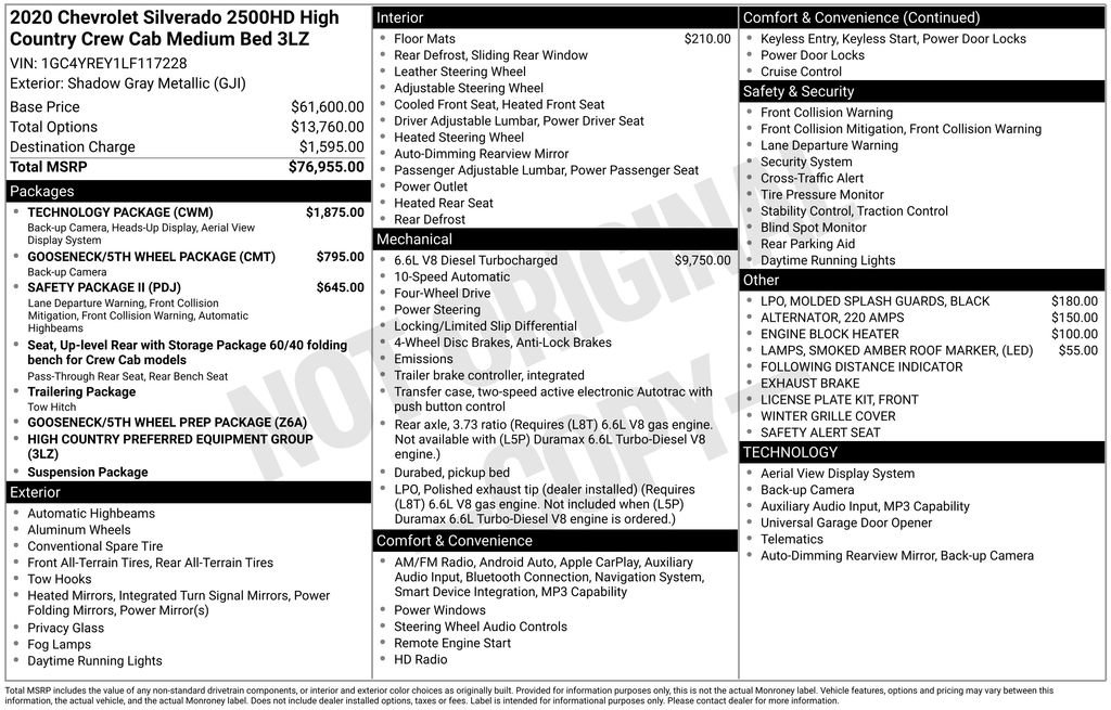 Used 2020 Chevrolet Silverado 2500 High Country w/ Technology Package image 6