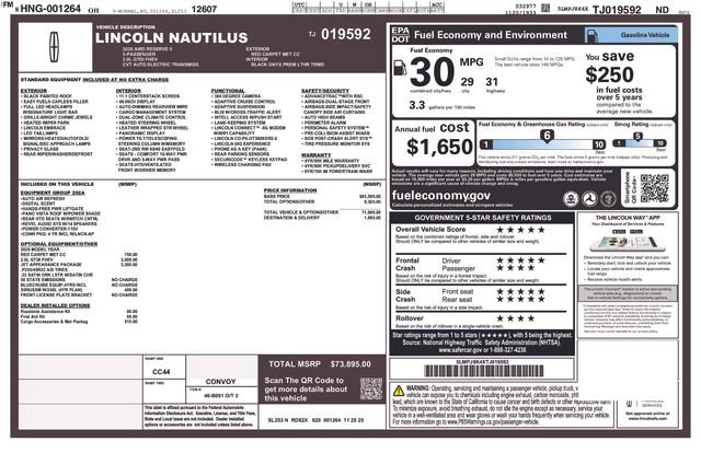 Used 2026 Lincoln Nautilus Reserve w/ Jet Appearance Package image 14