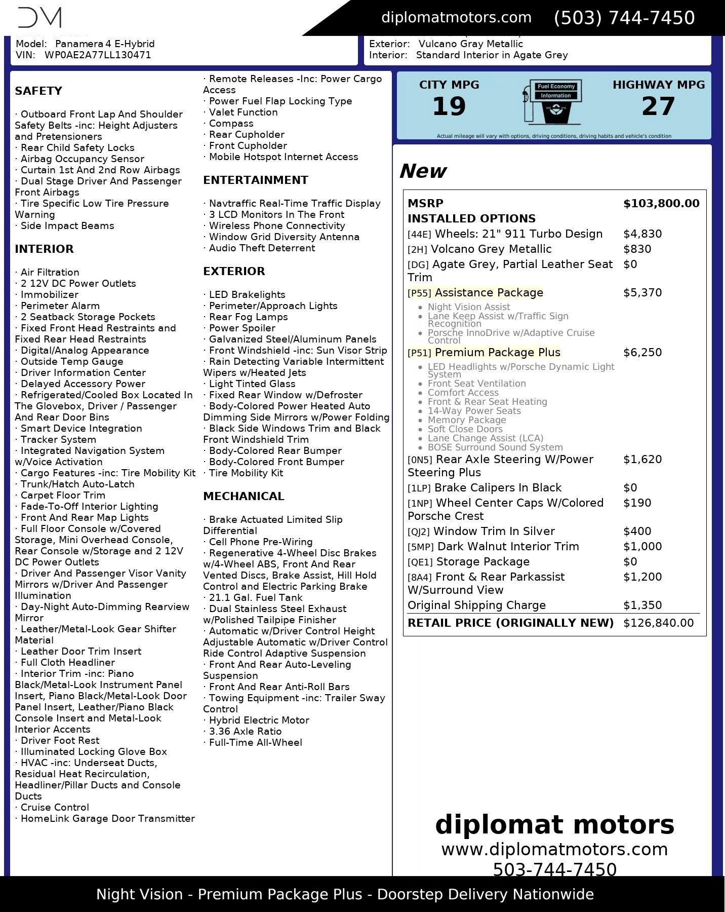 Used 2020 Porsche Panamera 4 w/ Premium Package Plus image 2