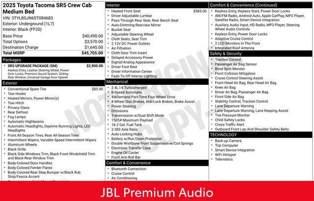 Used 2025 Toyota Tacoma SR5 w/ SR5 Upgrade Package image 5