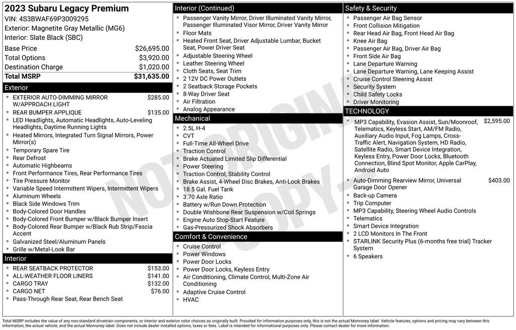 Certified 2023 Subaru Legacy Premium image 35