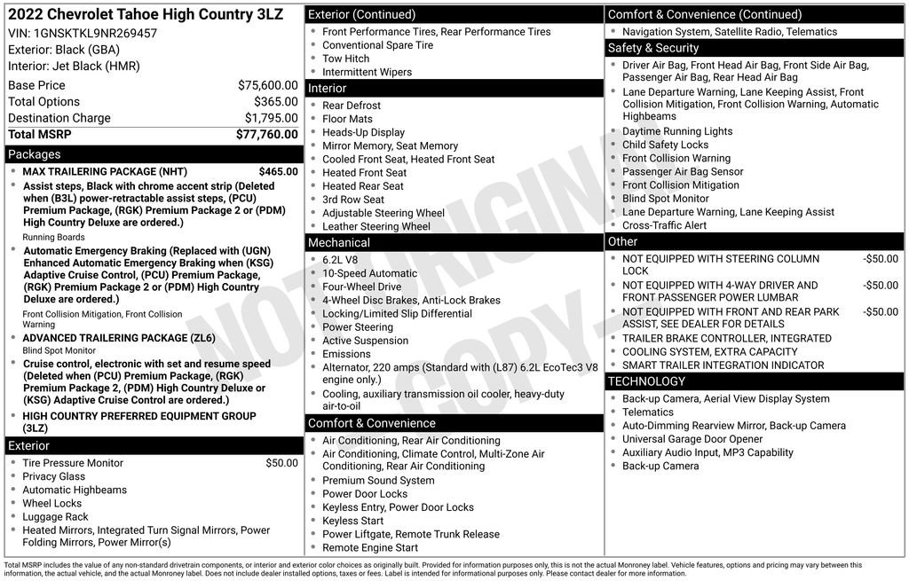 Used 2022 Chevrolet Tahoe High Country w/ Max Trailering Package image 32