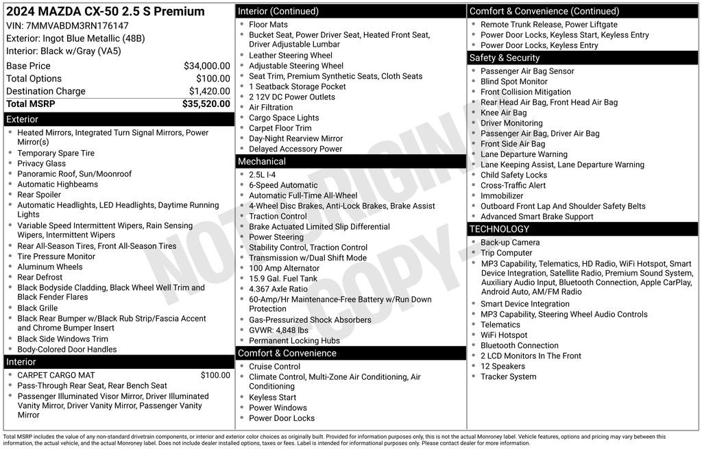Used 2024 MAZDA CX-50 AWD 2.5 S w/ Premium Package image 2