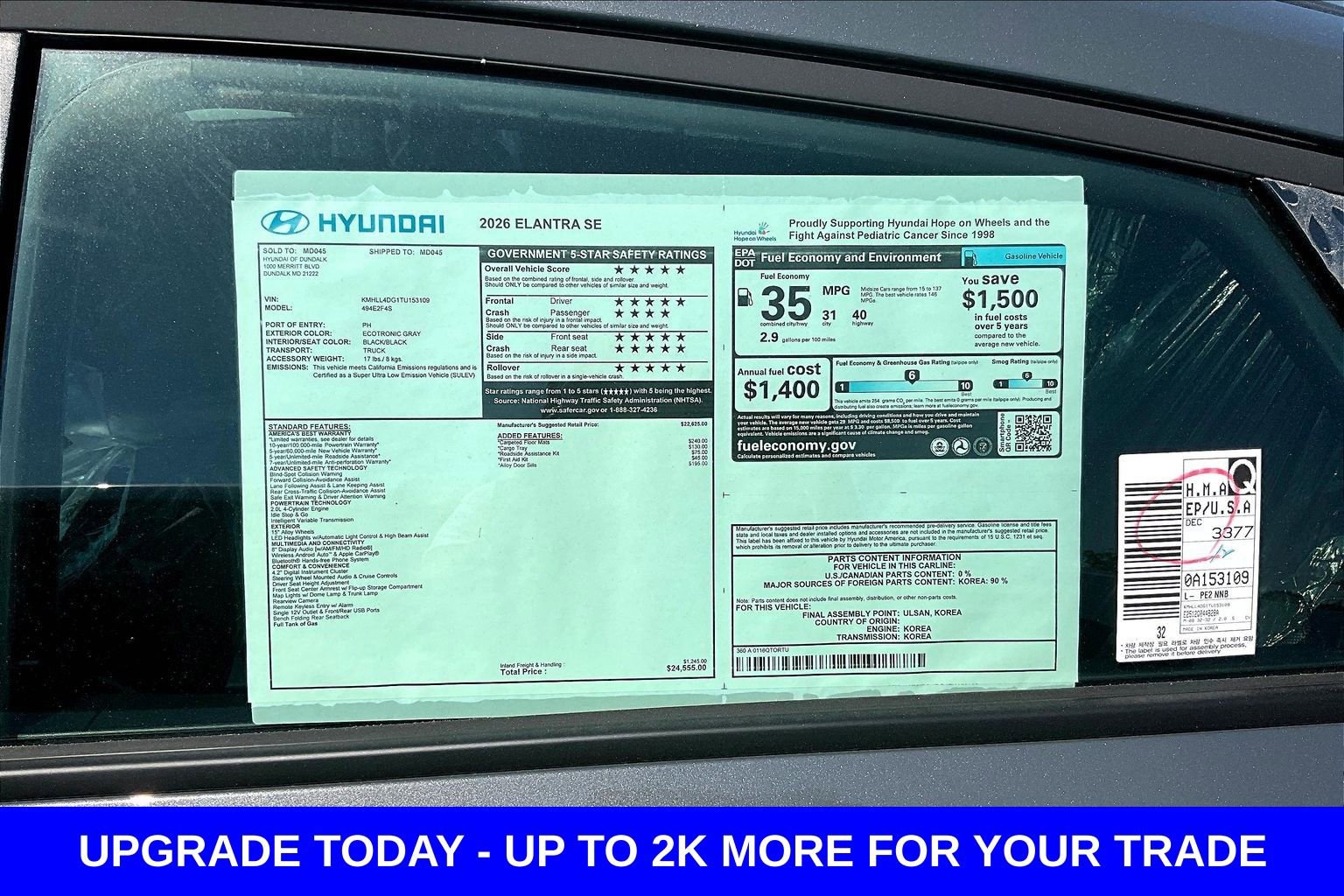 New 2026 Hyundai Elantra SE FWD image 14