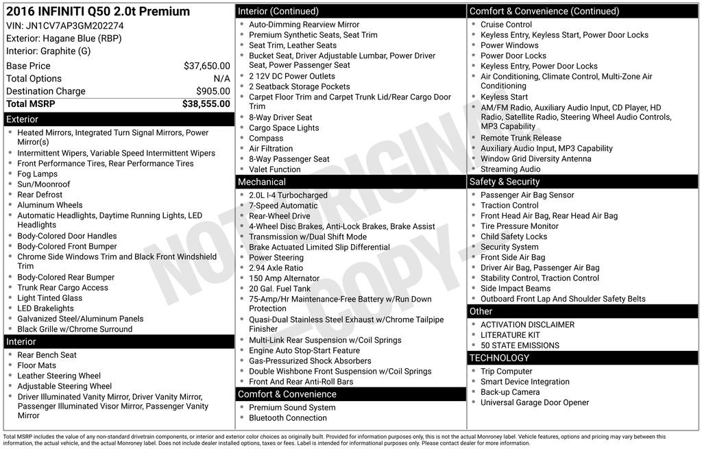 Used 2016 INFINITI Q50 Premium image 11