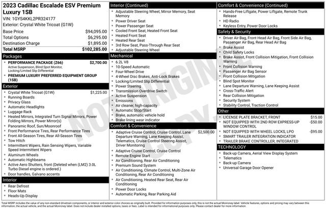 Certified 2023 Cadillac Escalade ESV Premium Luxury w/ Performance Package AWD/4WD image 50