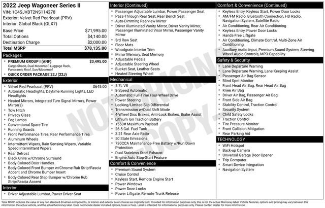 Certified 2022 Jeep Wagoneer Series II w/ Premium Group I image 32