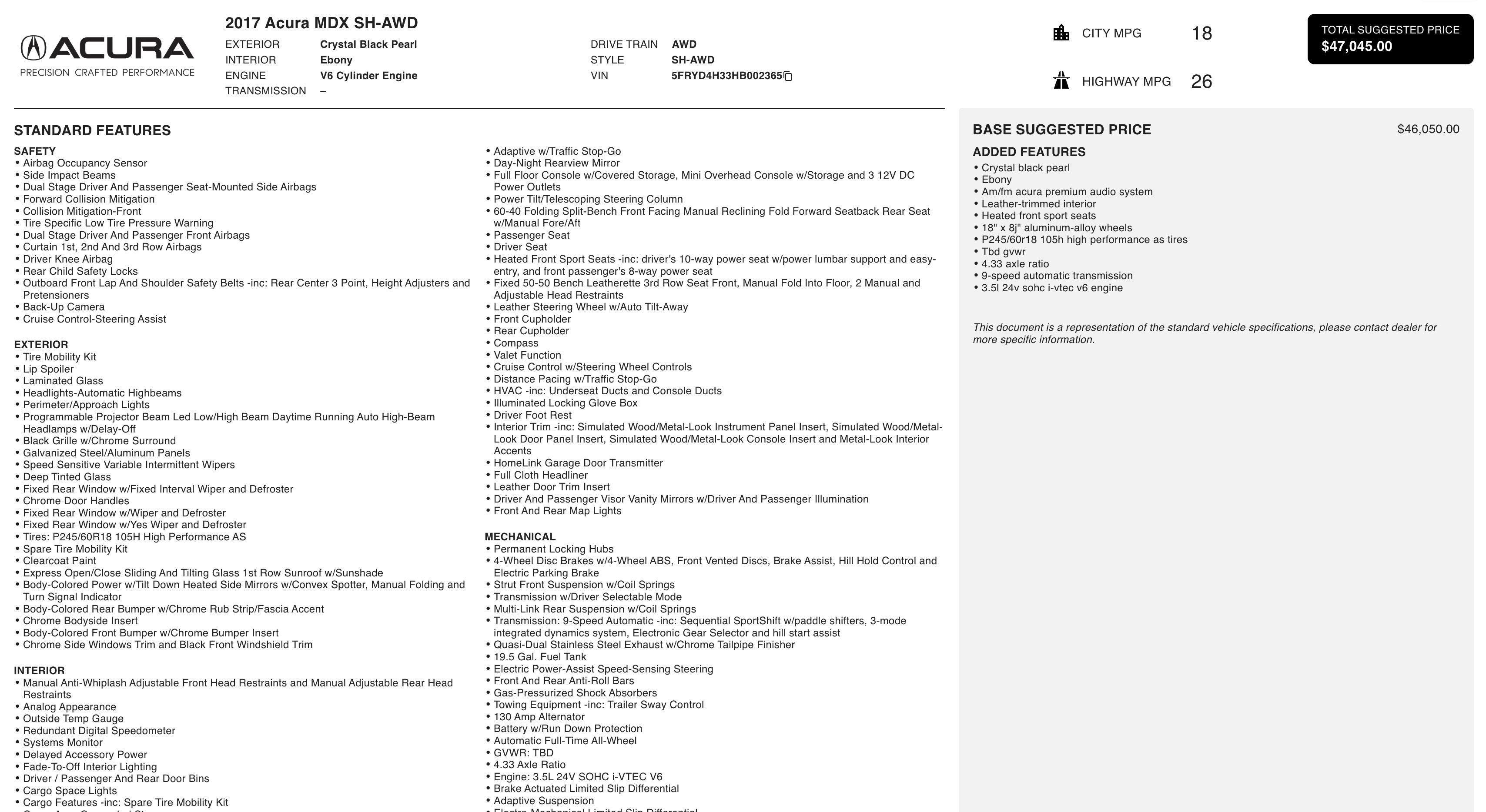 Used 2017 Acura MDX SH-AWD image 2