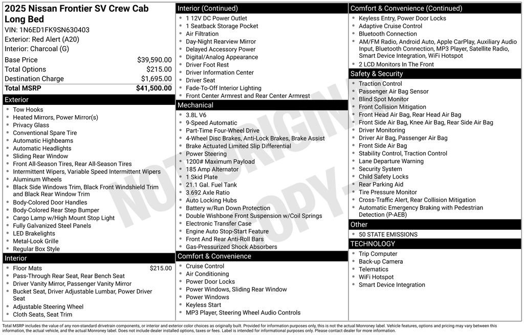 Used 2025 Nissan Frontier SV image 5