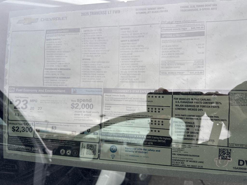 New 2025 Chevrolet Traverse LT w/ LPO, Floor Liner Package image 17