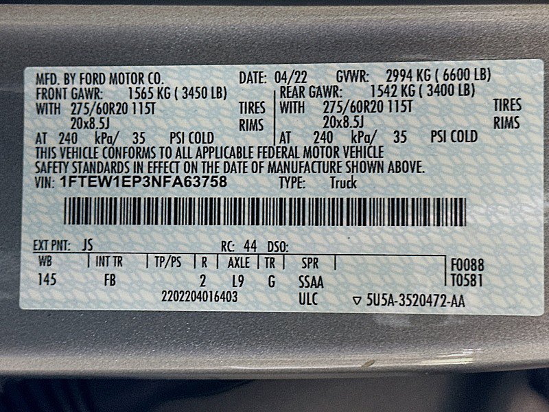 Used 2022 Ford F150 XLT w/ Equipment Group 302A High AWD/4WD image 34