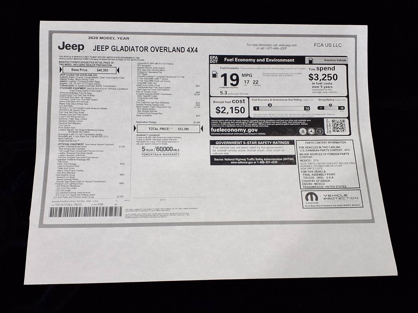 Certified 2020 Jeep Gladiator Overland AWD/4WD image 25