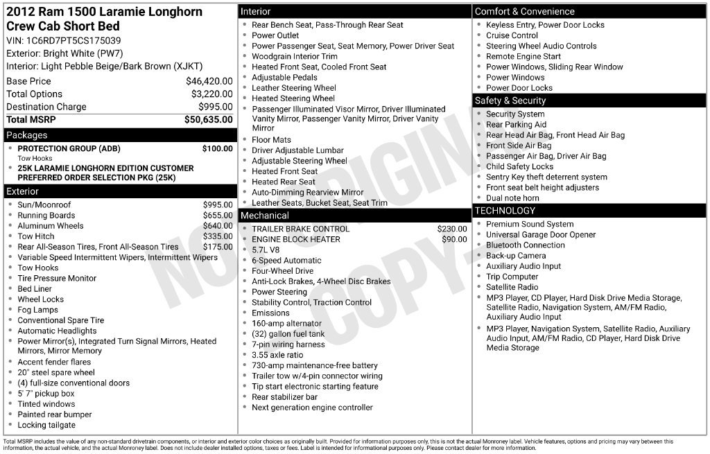 Used 2012 RAM 1500 Laramie Longhorn w/ Protection Group AWD/4WD image 4