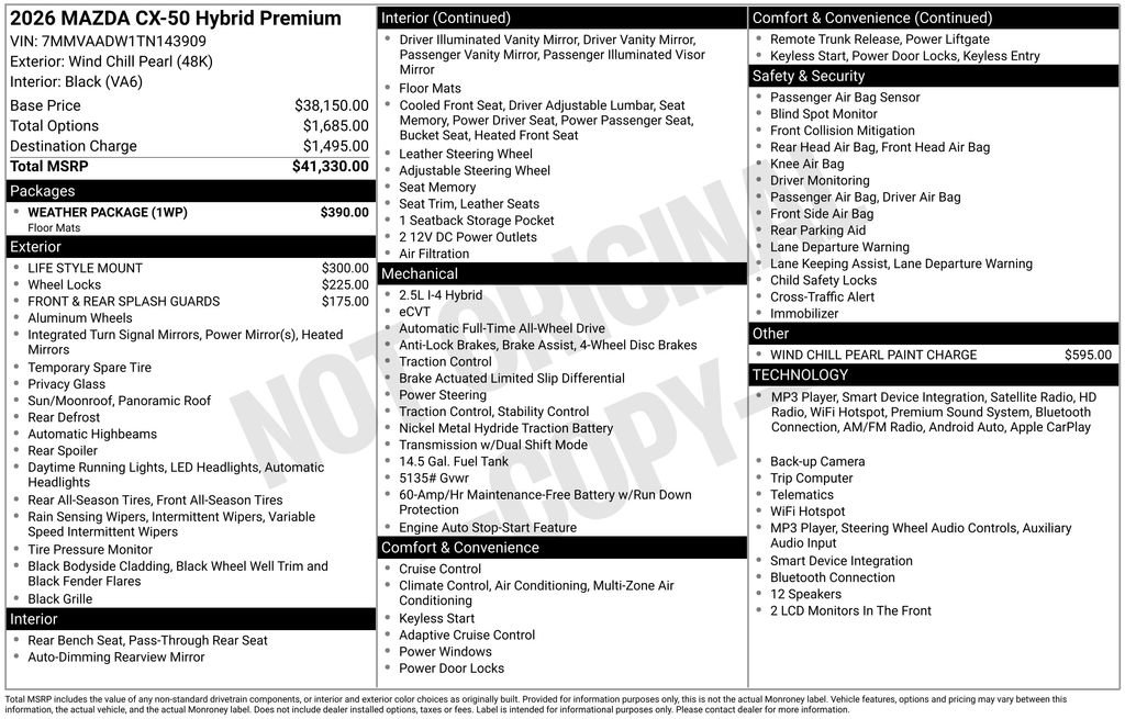 Used 2026 MAZDA CX-50 AWD 2.5 Hybrid w/ Weather Package image 4