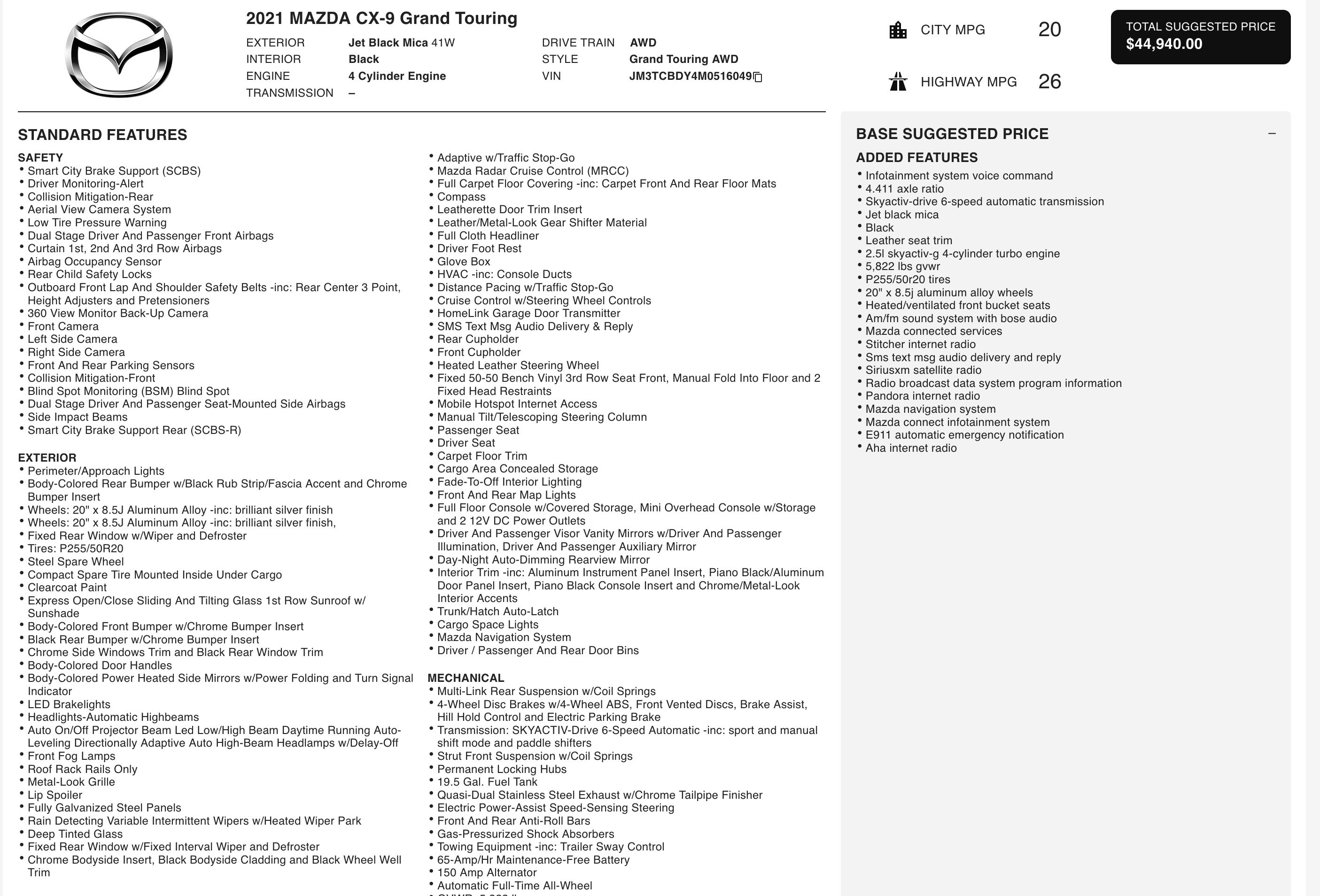 Used 2021 MAZDA CX-9 Grand Touring image 3