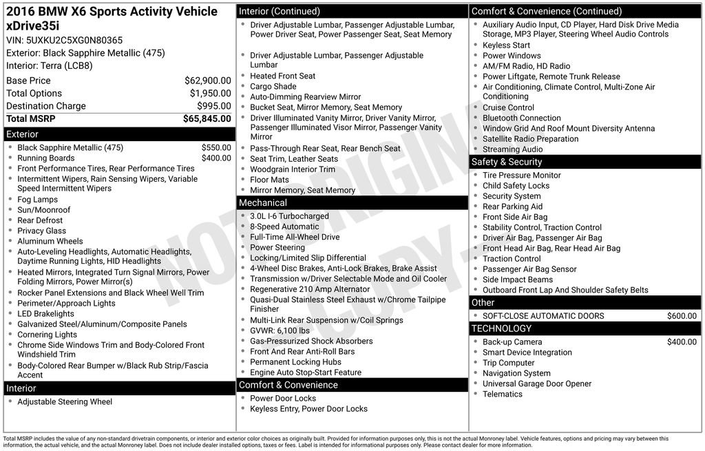Used 2016 BMW X6 xDrive35i image 2