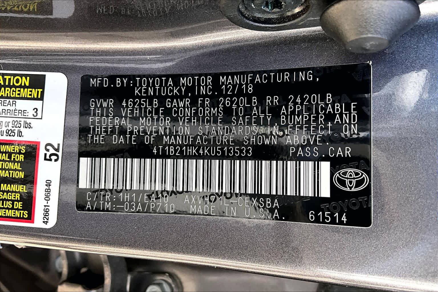 Used 2019 Toyota Camry SE FWD image 37