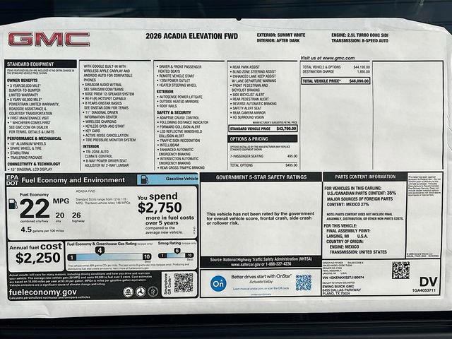 New 2026 GMC Acadia Elevation image 21