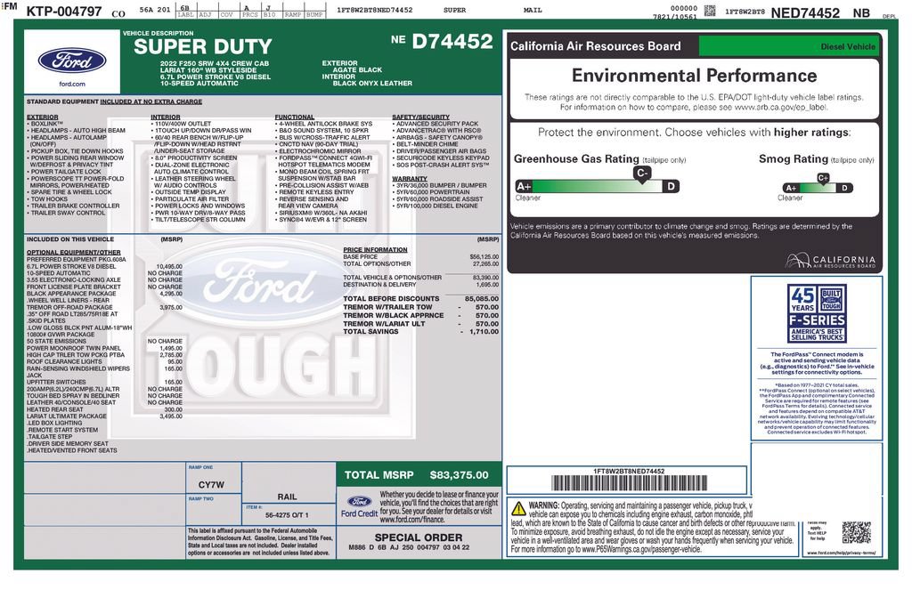 Certified 2022 Ford F250 Lariat w/ Tremor Off-Road Package AWD/4WD image 48