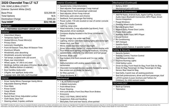Used 2020 Chevrolet Trax LT FWD image 15