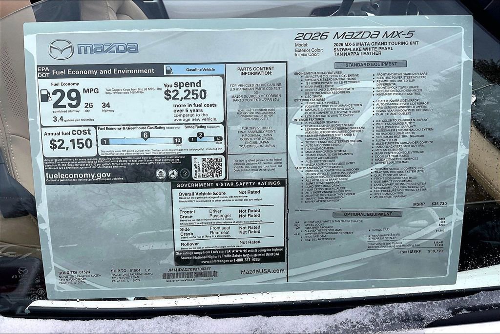 New 2026 MAZDA MX-5 Miata Grand Touring w/ Appearance Package image 13